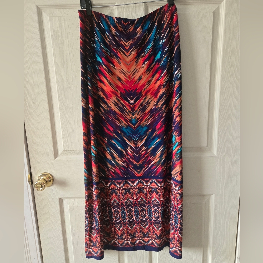 Cato Multicolor Patterned Skirt Elastic Waist Sz M